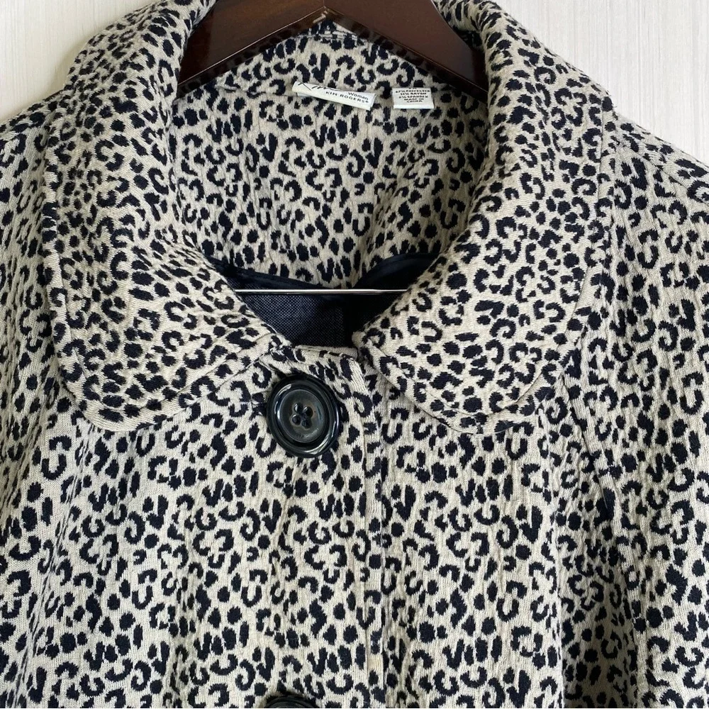 Kim Rogers Animal Print Button up Soft Stretchy 3/4 Sleeve Jacket Women’s 1X - Picture 4 of 7